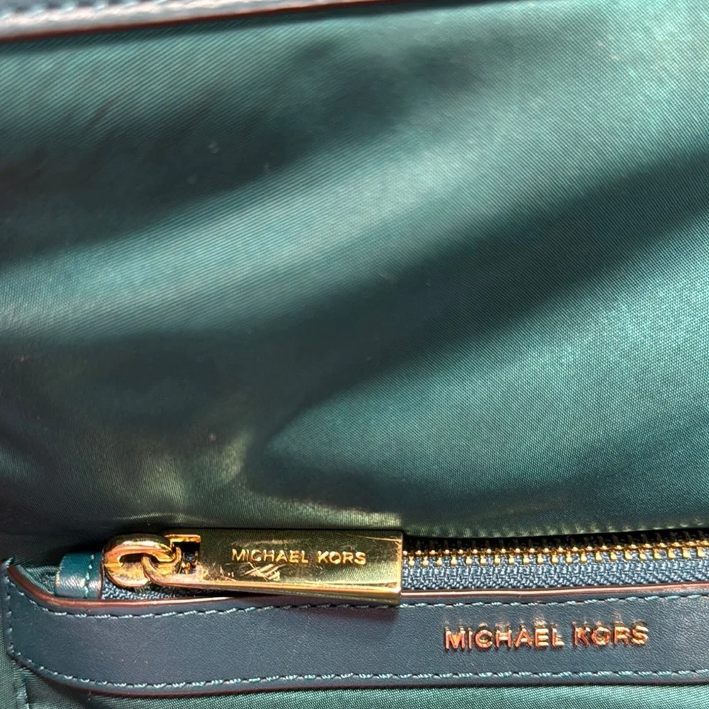 Michael Kors Teal Crossbody Bag with Gold Accents